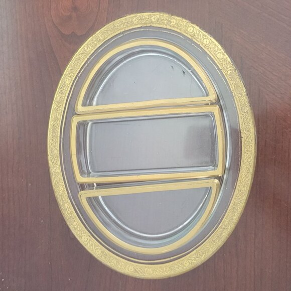 Vintage Gold Trimmed Glass 4-Piece Divided Serving Platter Tray - Picture 3 of 9